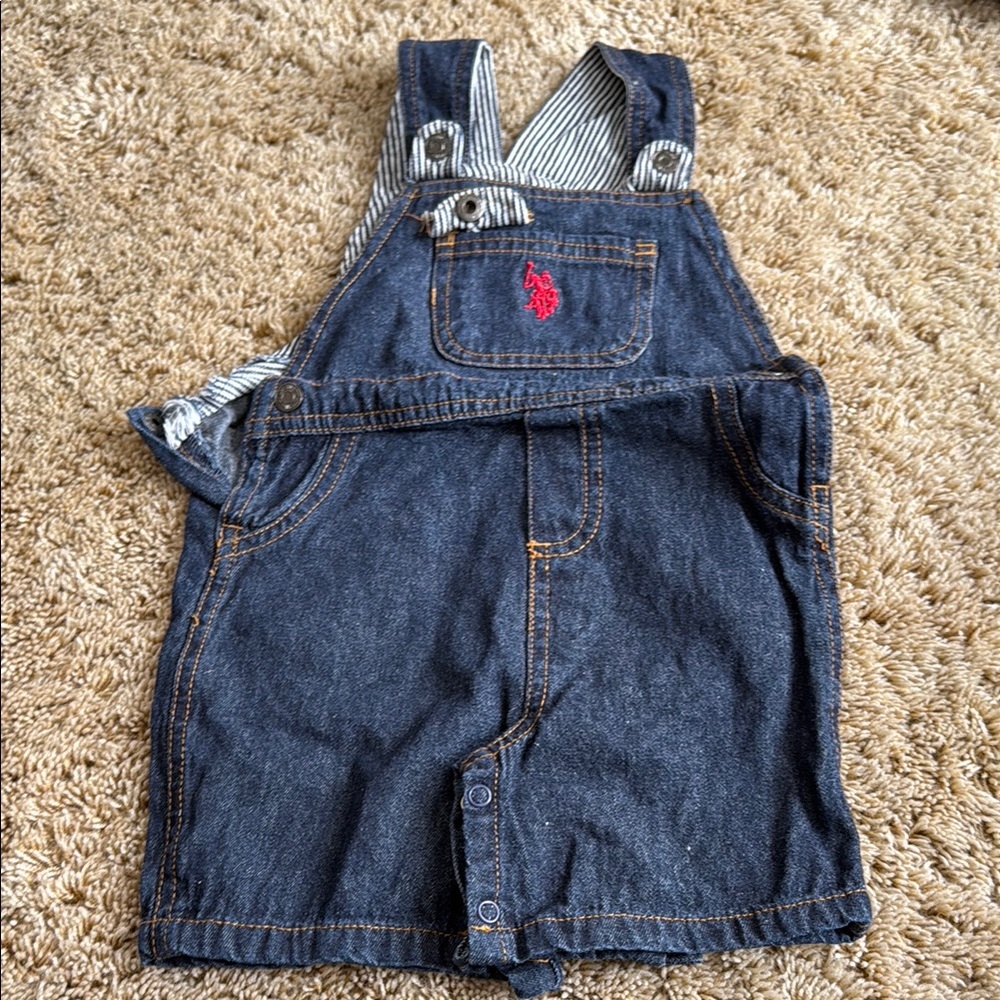 Ralph Lauren Denim Overalls with Red Logo